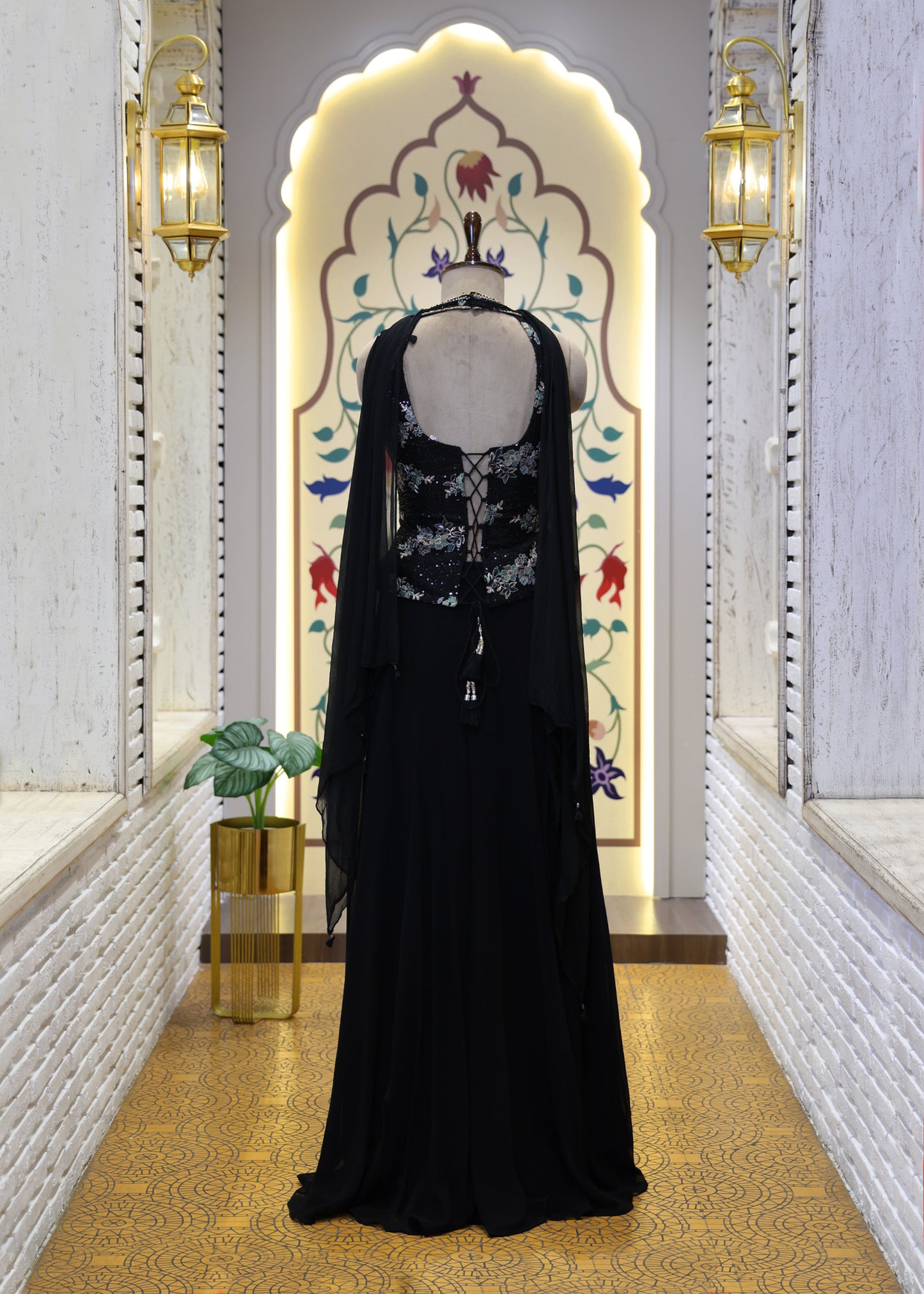 Vaani Black Sharara Corset Top Set