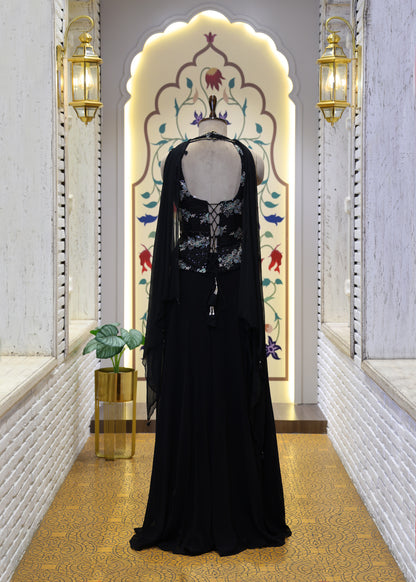 Vaani Black Sharara Corset Top Set