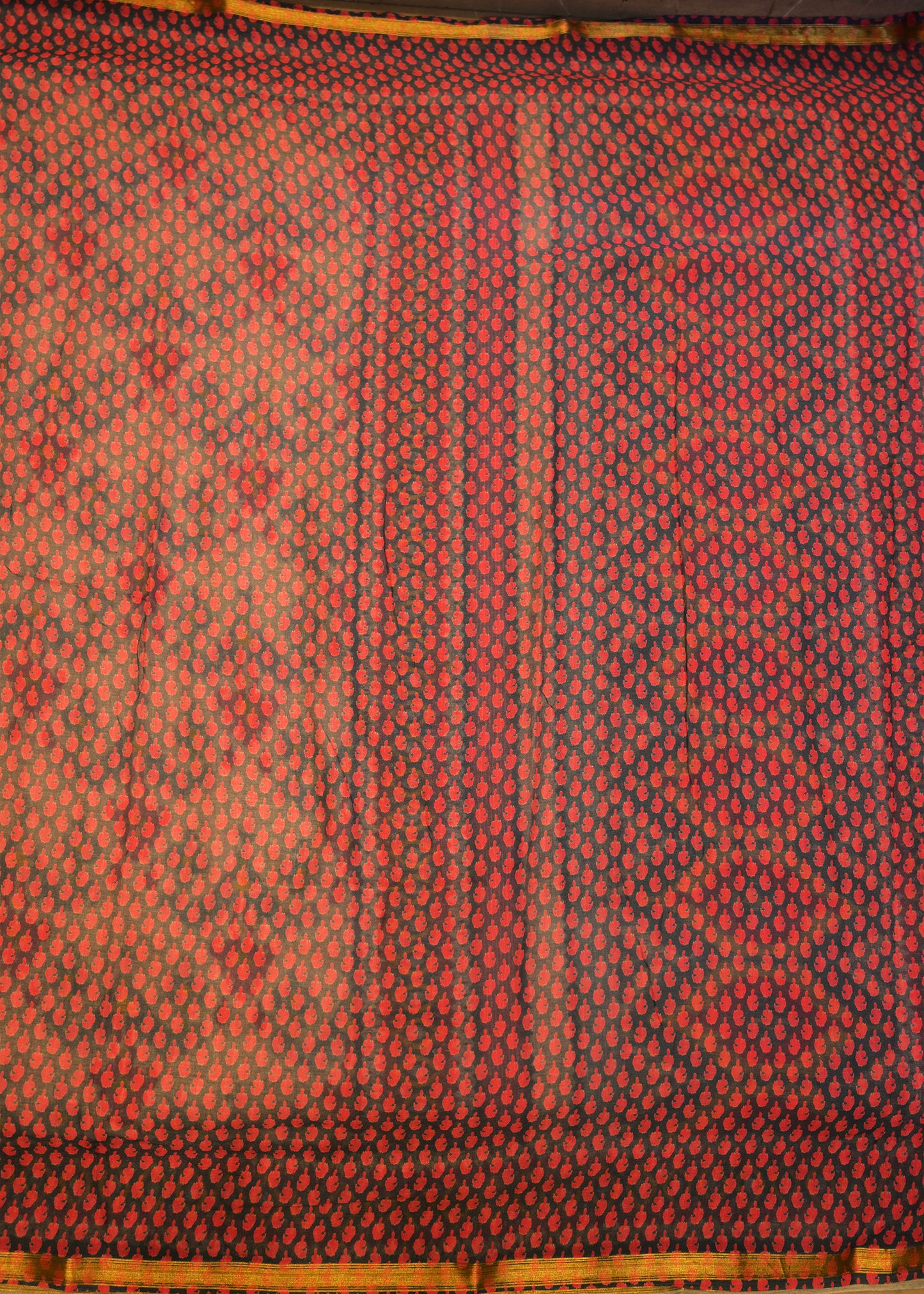 Vasundhara Red Cotton Saree with Unstitched Blouse