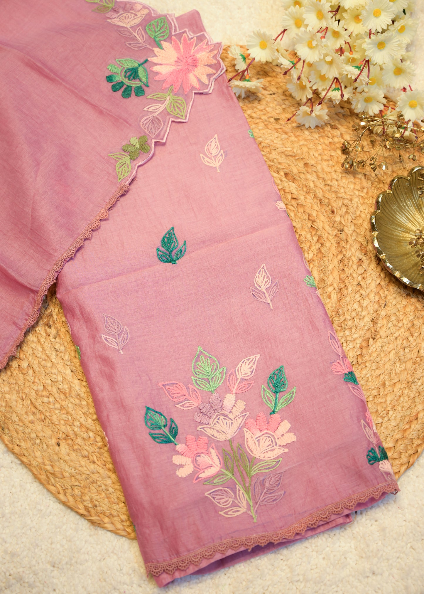 Niyati Pink Kantha Unstitched Suit Set