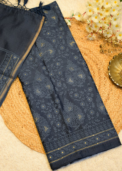 Sunanda Blue Shadow Embroidered Unstitched Suit Set