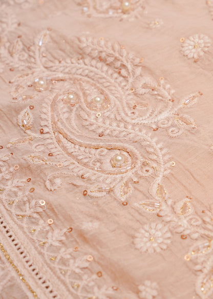 Pink Mul Cotton Thread Embroidered Unstitched Suit Set