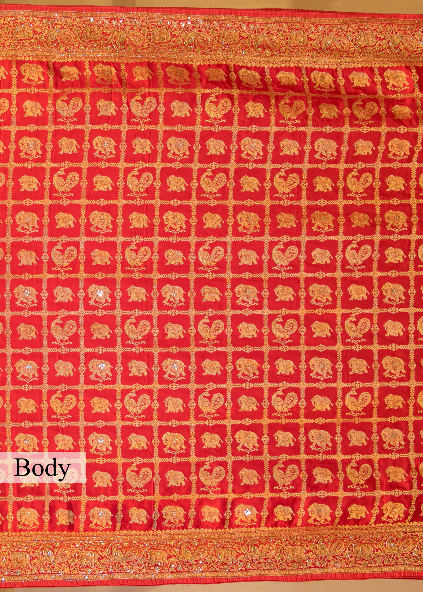 Kaveri Red Gharchola Saree with Unstitched Blouse