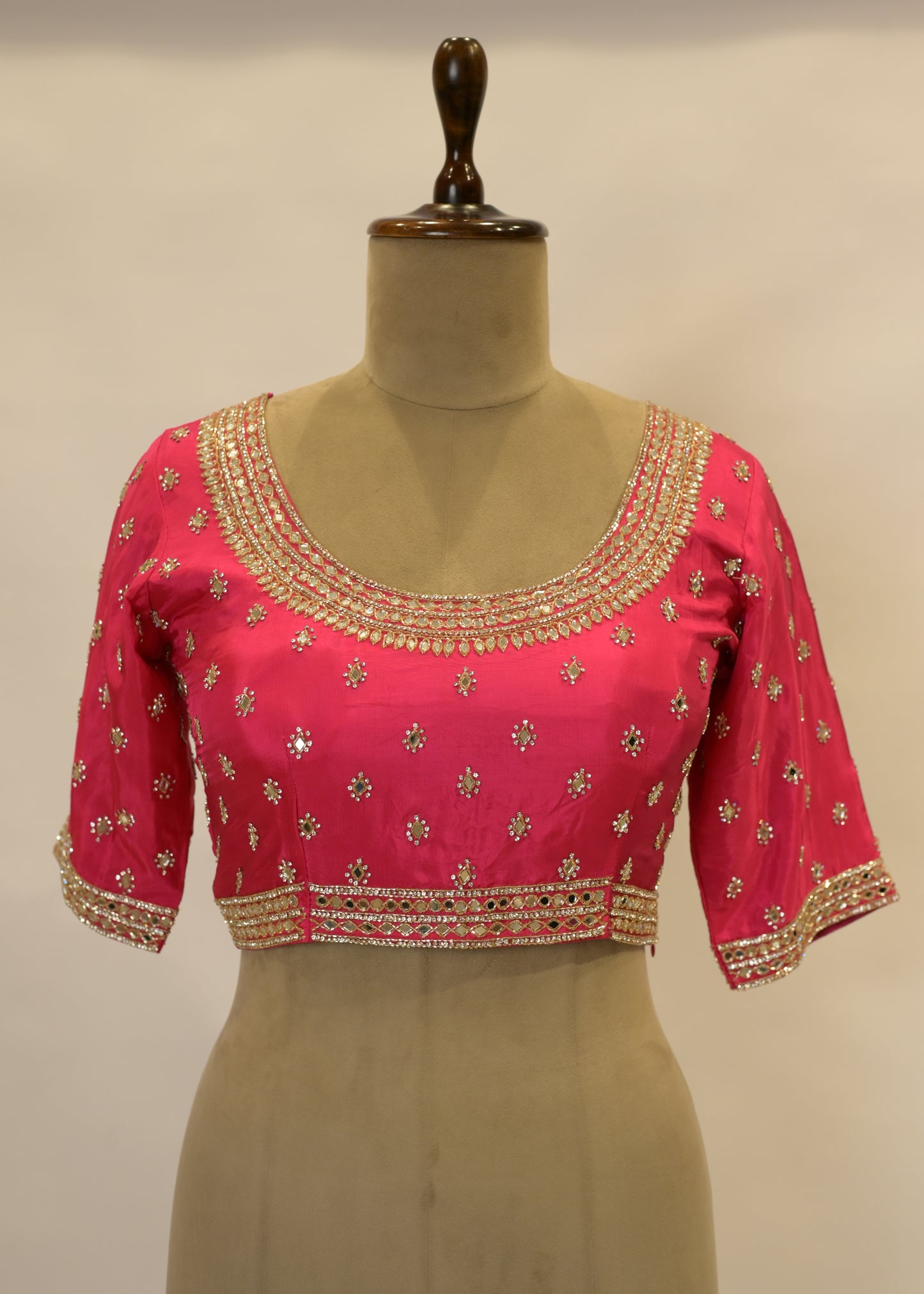 Rani Striped Zari Organza Sarees with Stitched Blouse