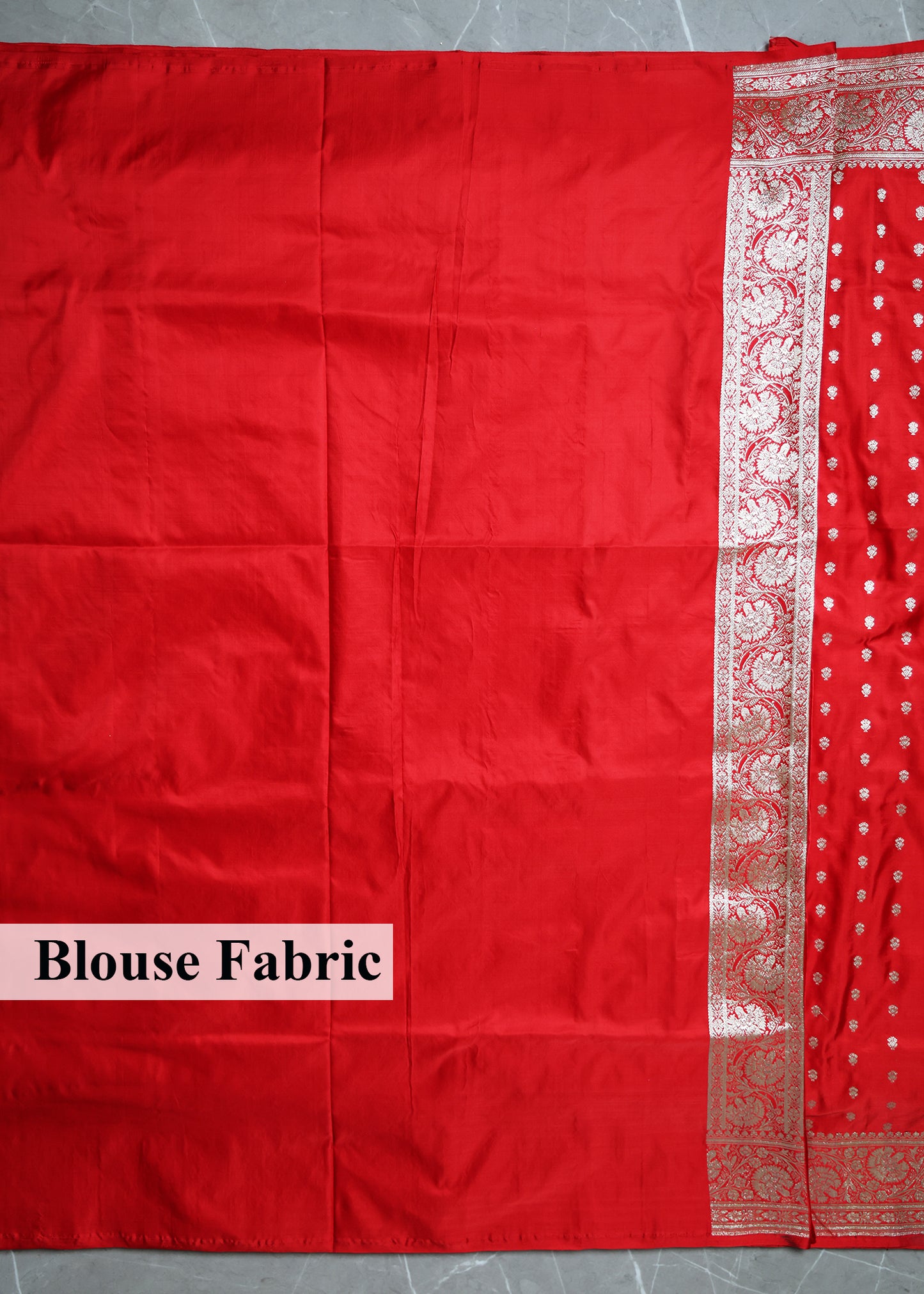 Red Booti & Zari Border Banarasi Saree with Unstitched Blouse