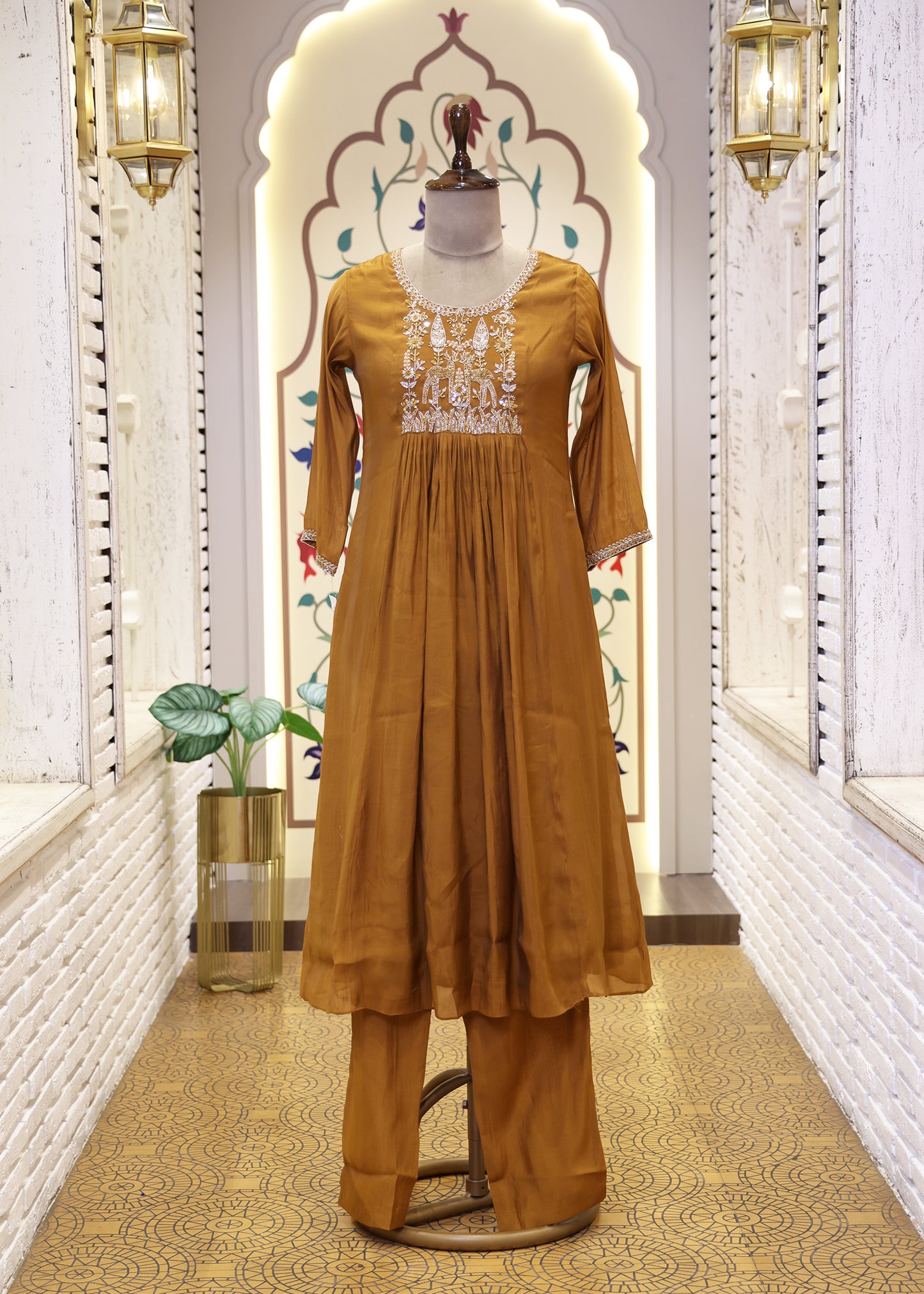 Ikshita Mustard Short Anarkali Stitched Suit Set