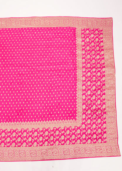 Rani Booti Embroidered Dola Silk Saree with Unstitched Blouse