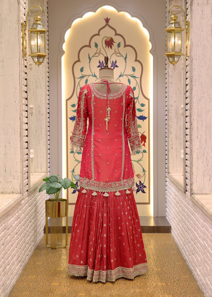 Navya Pink Heavy Sharara Set with Dupatta