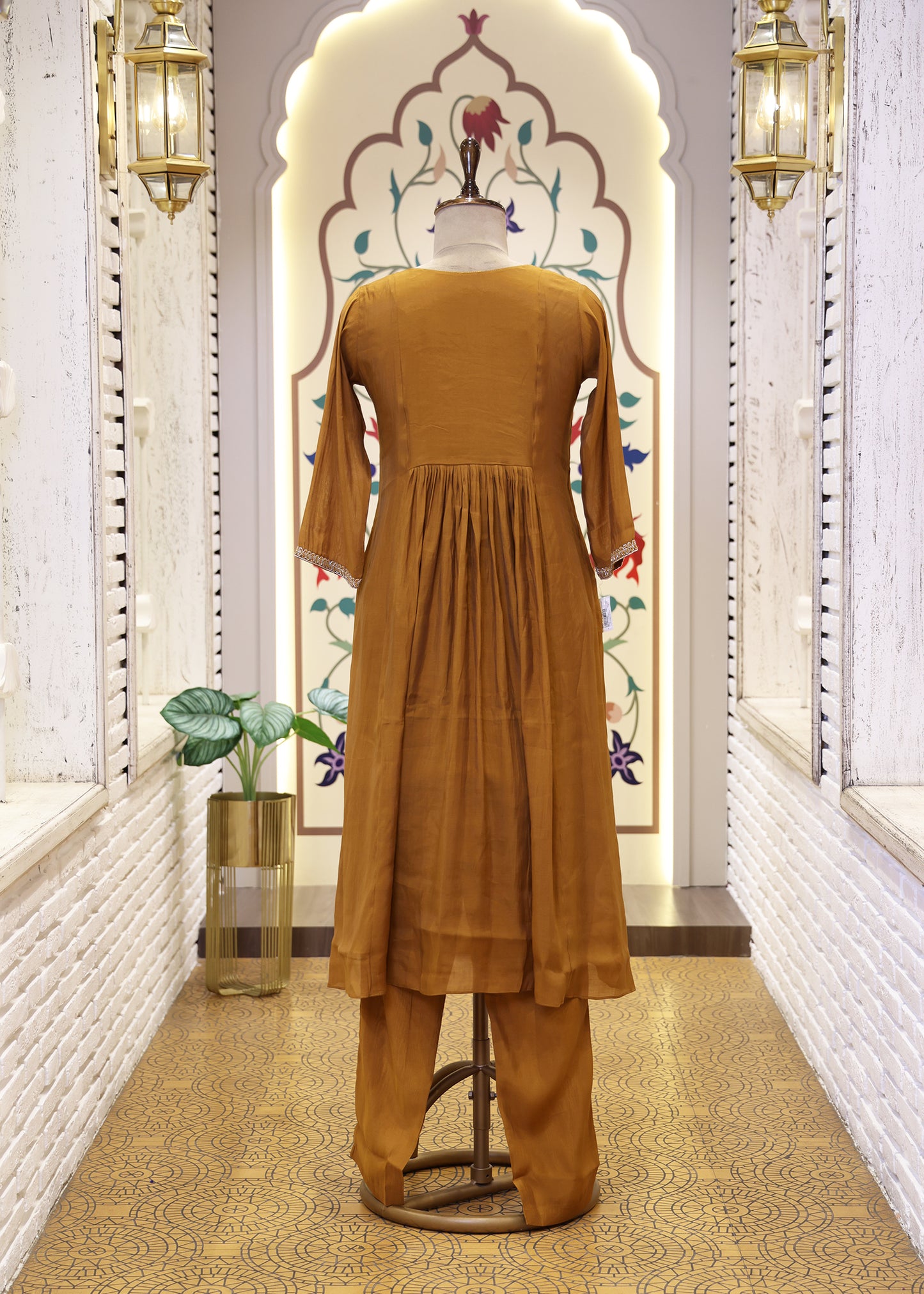 Ikshita Mustard Short Anarkali Stitched Suit Set