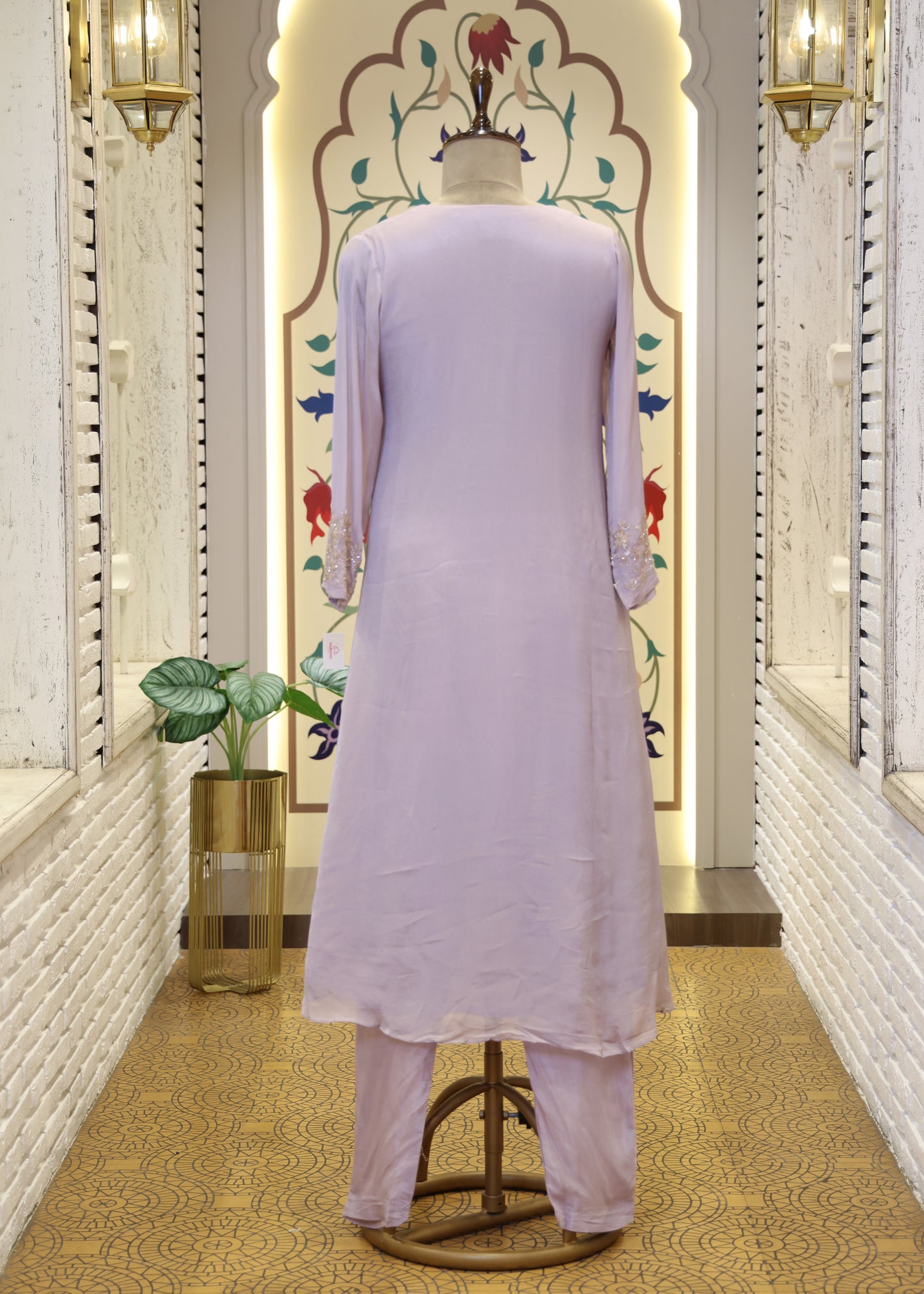 Meher Lavender A-line Stitched Suit Set