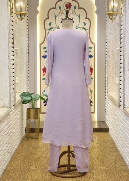 Meher Lavender A-line Stitched Suit Set