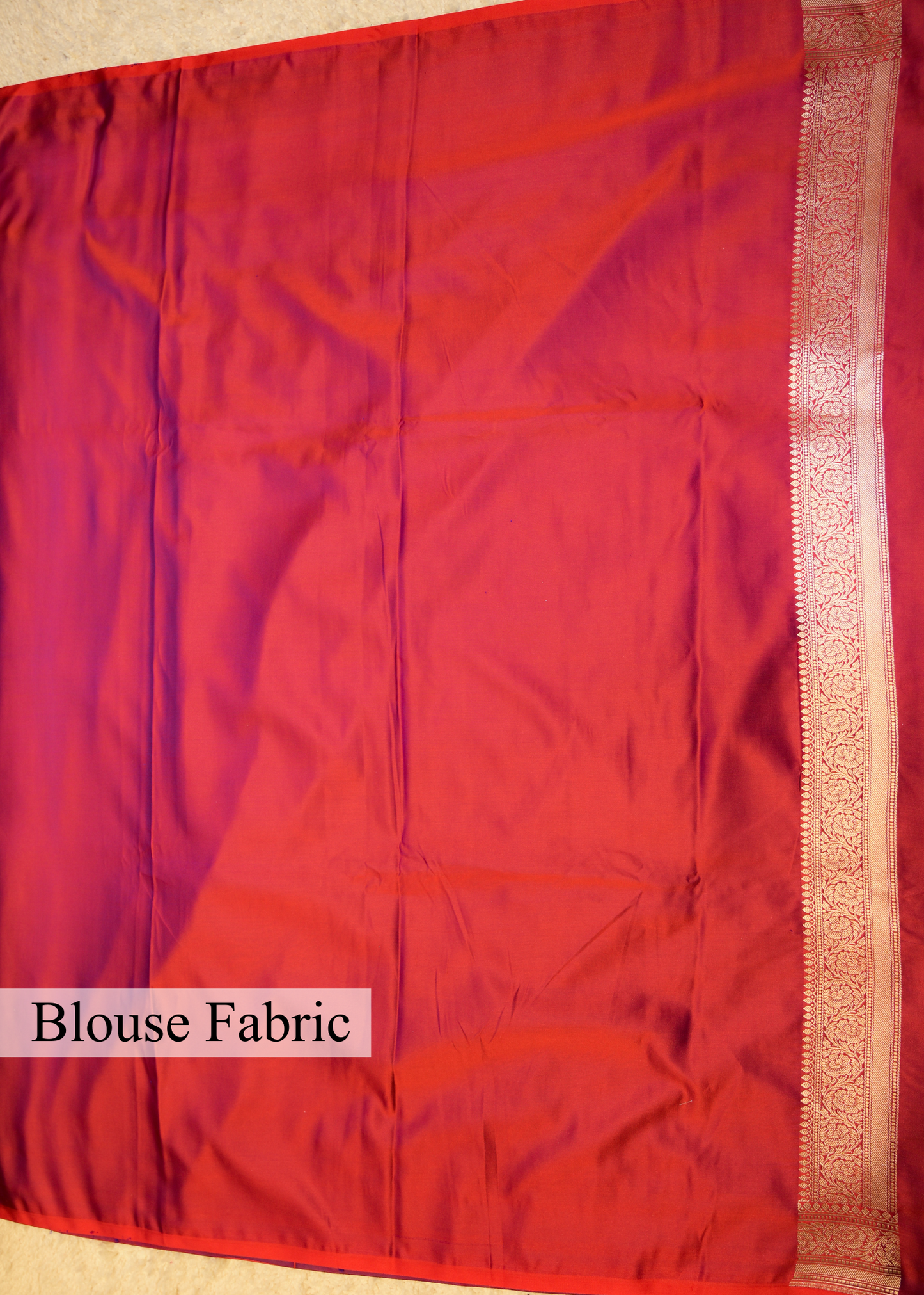 Red Banarasi Kattan Silk Booti Zari Border with Unstitched Blouse