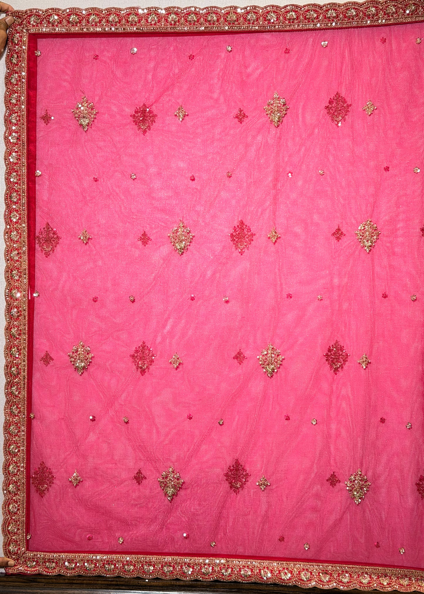 Rani Bead Embroidered Kali Peacock Style Bridal Lehenga with Stitched Blouse & 2 Dupattas