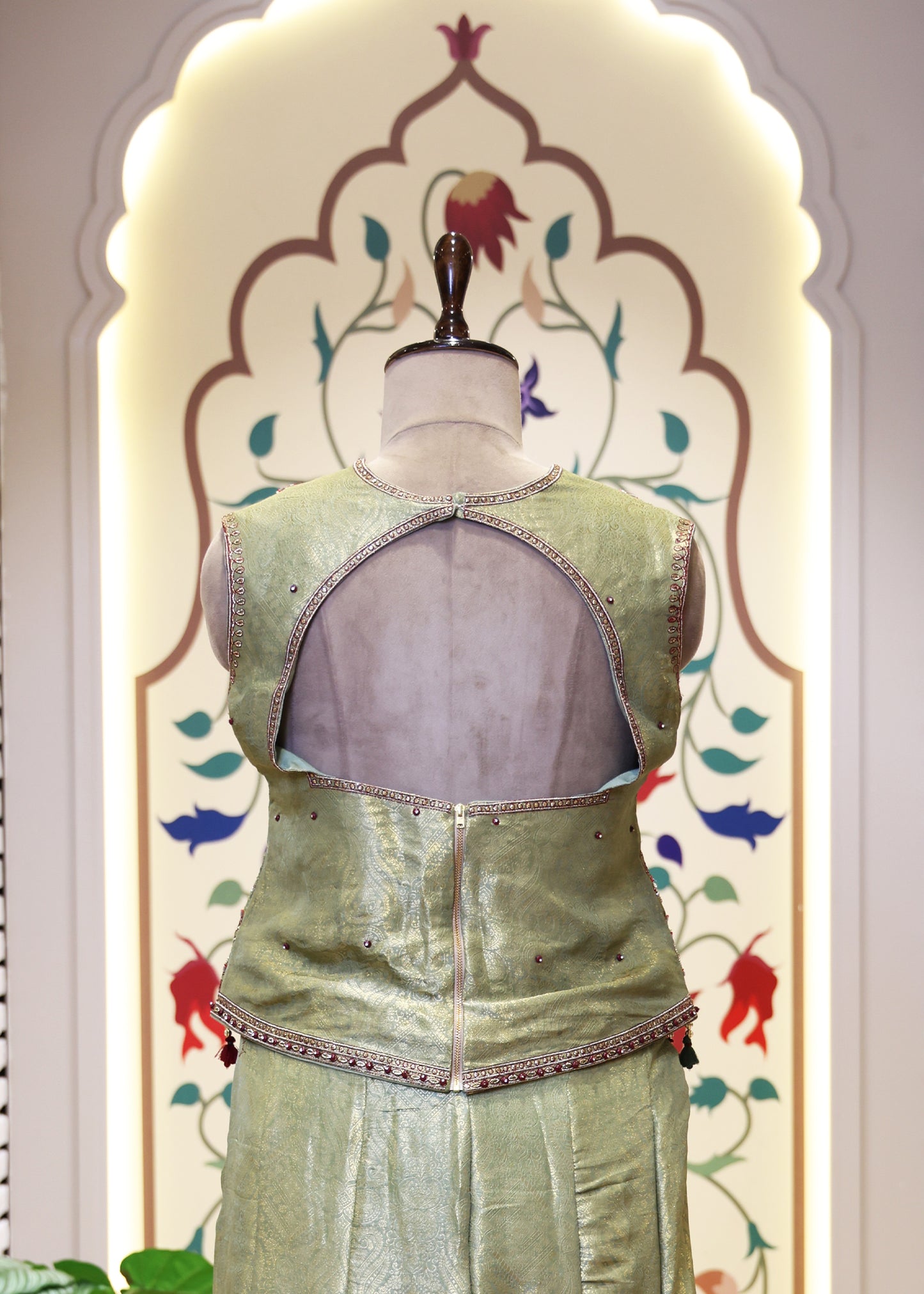 Mihika Green Banarasi Sharara Set with Dupatta