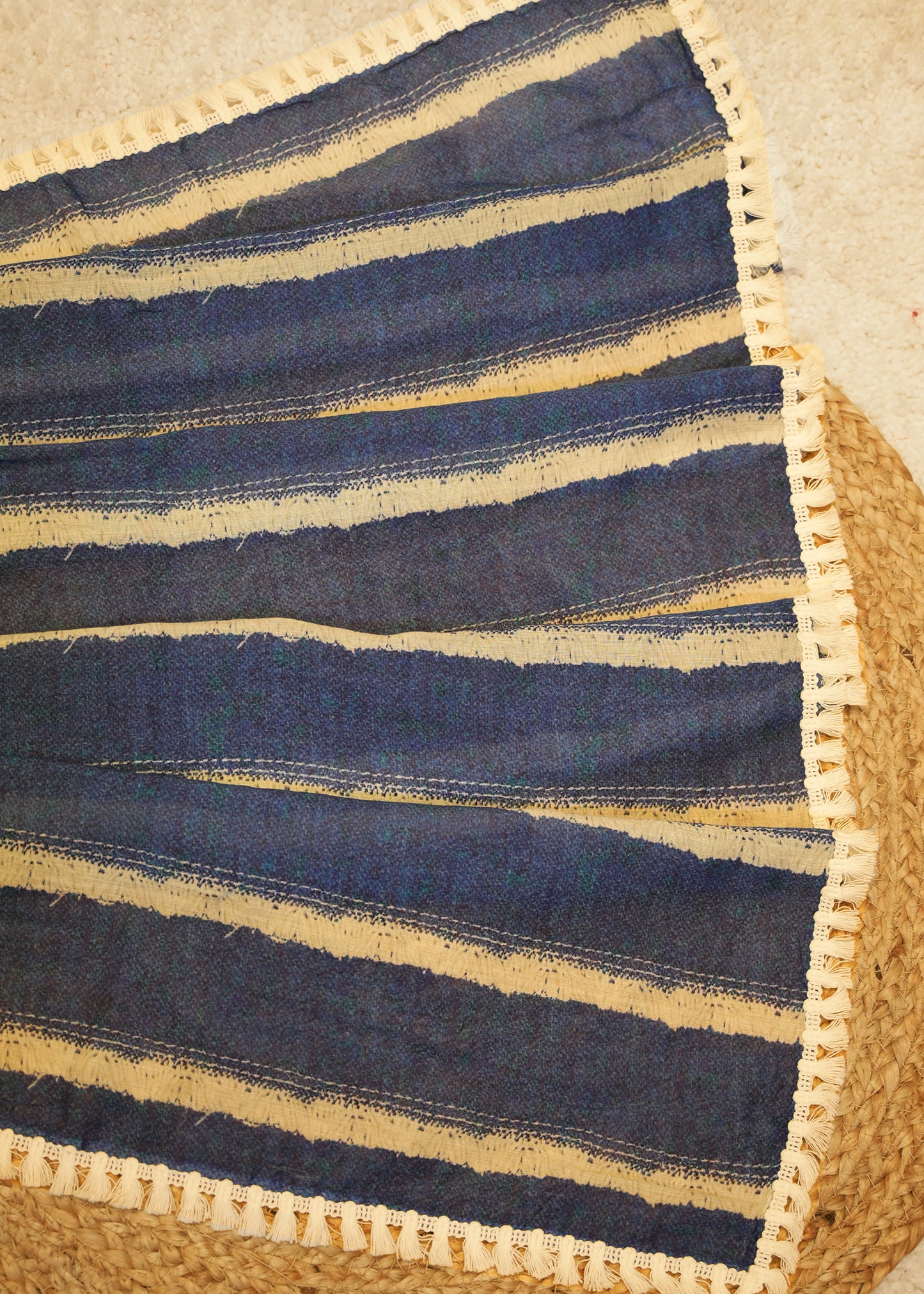 Utsa Navy Blue Cotton Saree with Unstitched Blouse