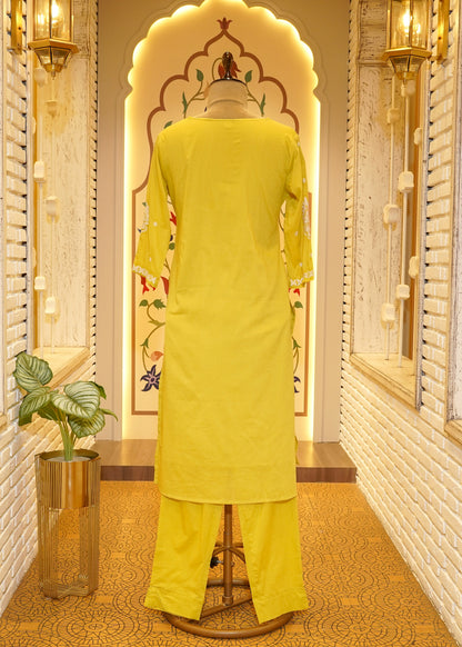 Orla Green Chikankari Stitched Suit Set