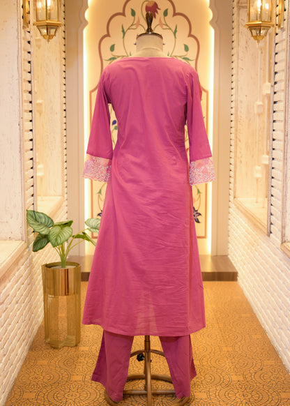 Neerja Mauve A-Line Stitched Suit Set
