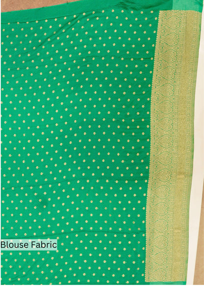 Green Chinon Leheriya Saree