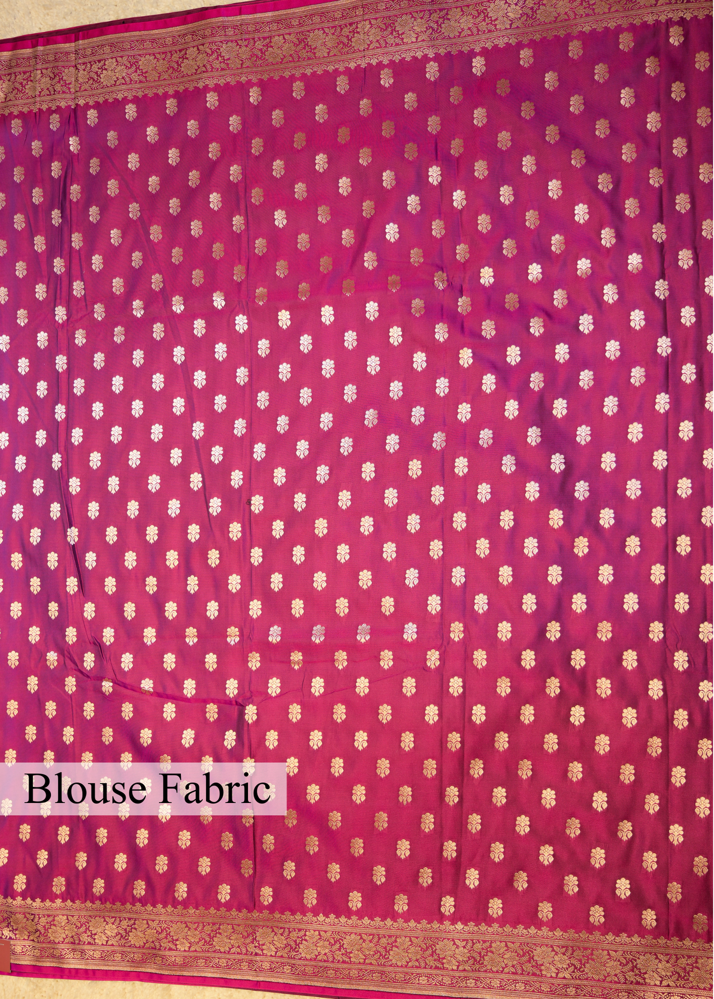 Rani Pink Banarasi Kattan Silk Zari Border with Unstitched Blouse