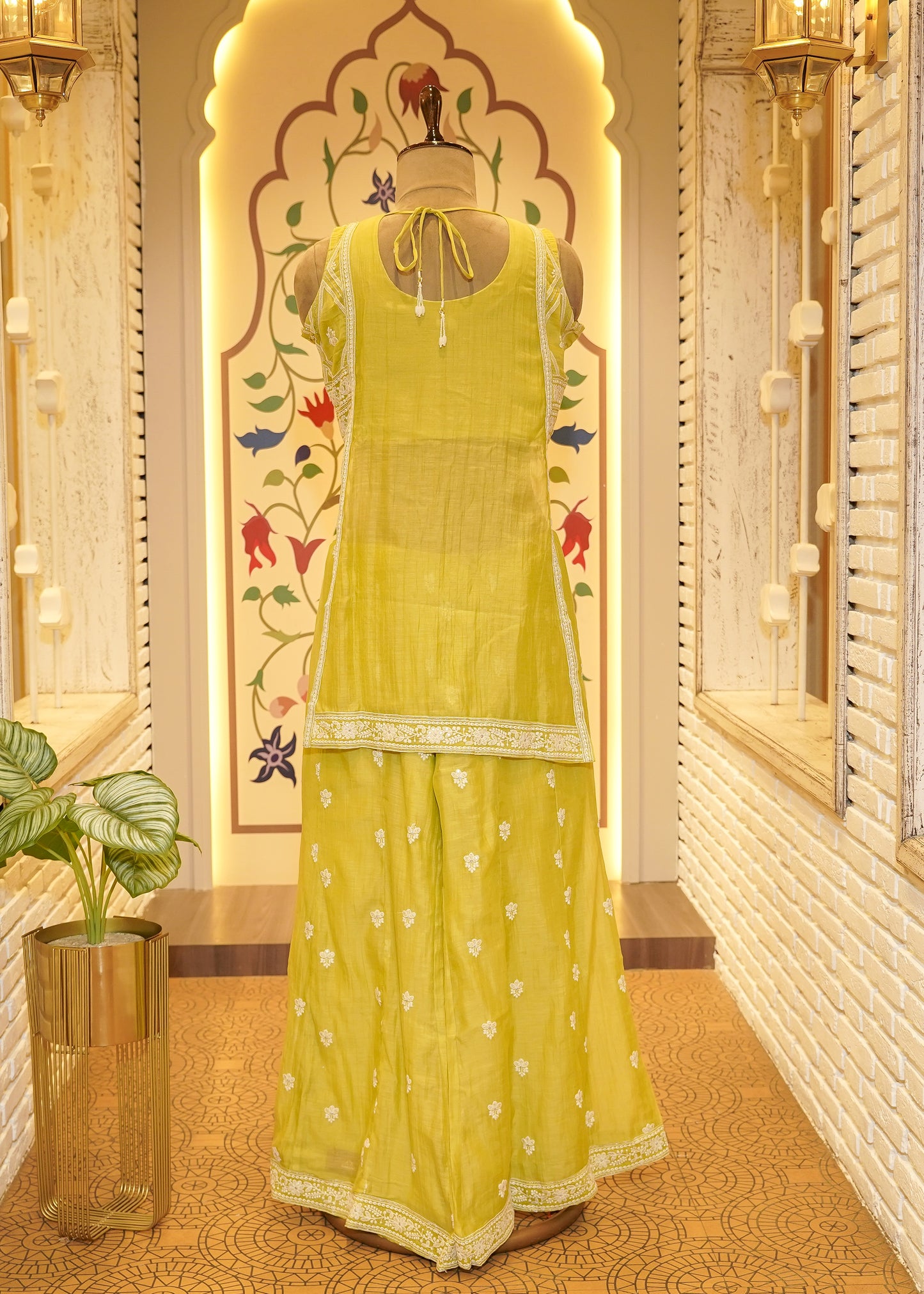 Nyra Mustard Slit Palazzo Pants Stitched Suit Set