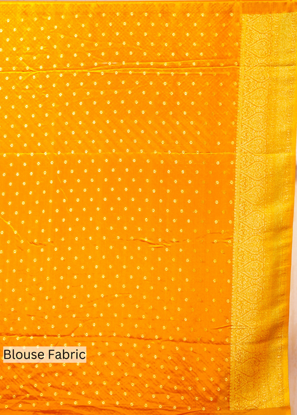 Yellow Chinon Leheriya Saree