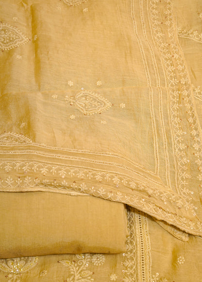 Pista Mul Cotton Thread Embroidered Unstitched Suit Set