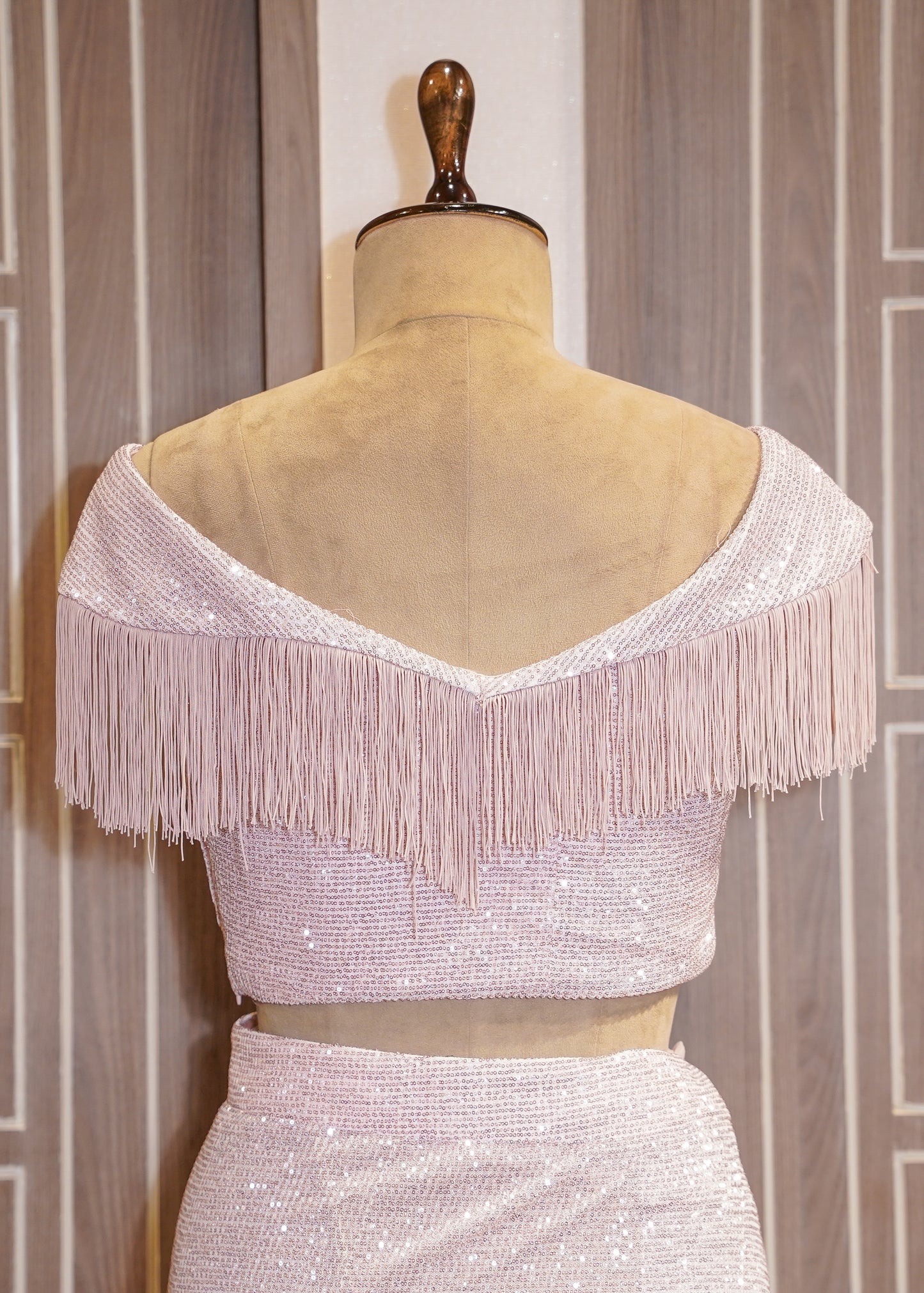 Pink Sequence Saree with Stitched Blouse