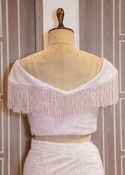 Pink Sequence Saree with Stitched Blouse