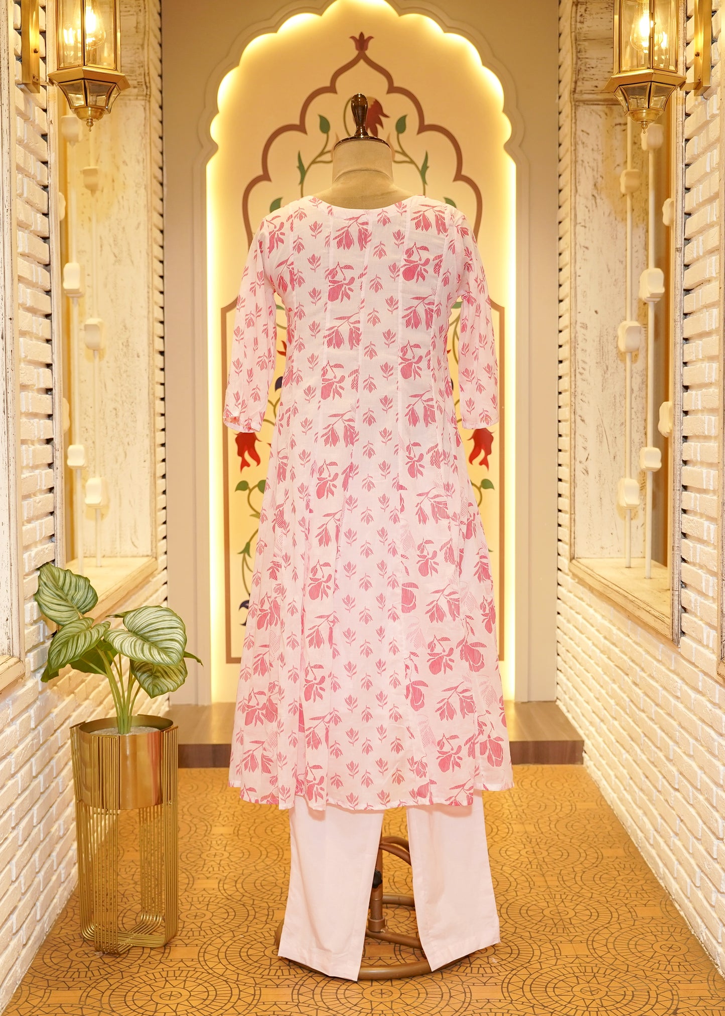 Amora Pink & White Comfy Stitched Suit Set