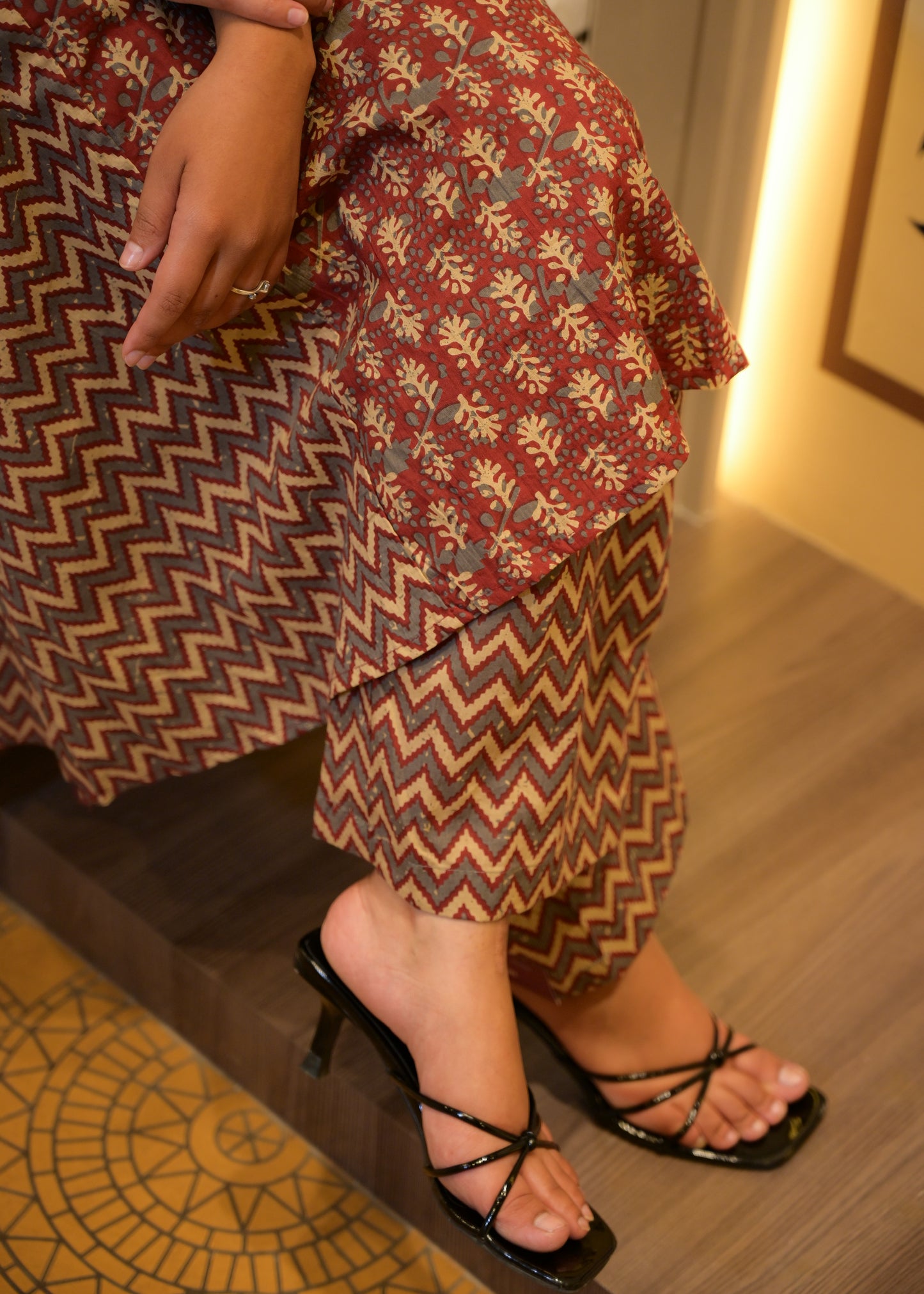 Falguni Rust Dabu Cotton Stitched Suit Set