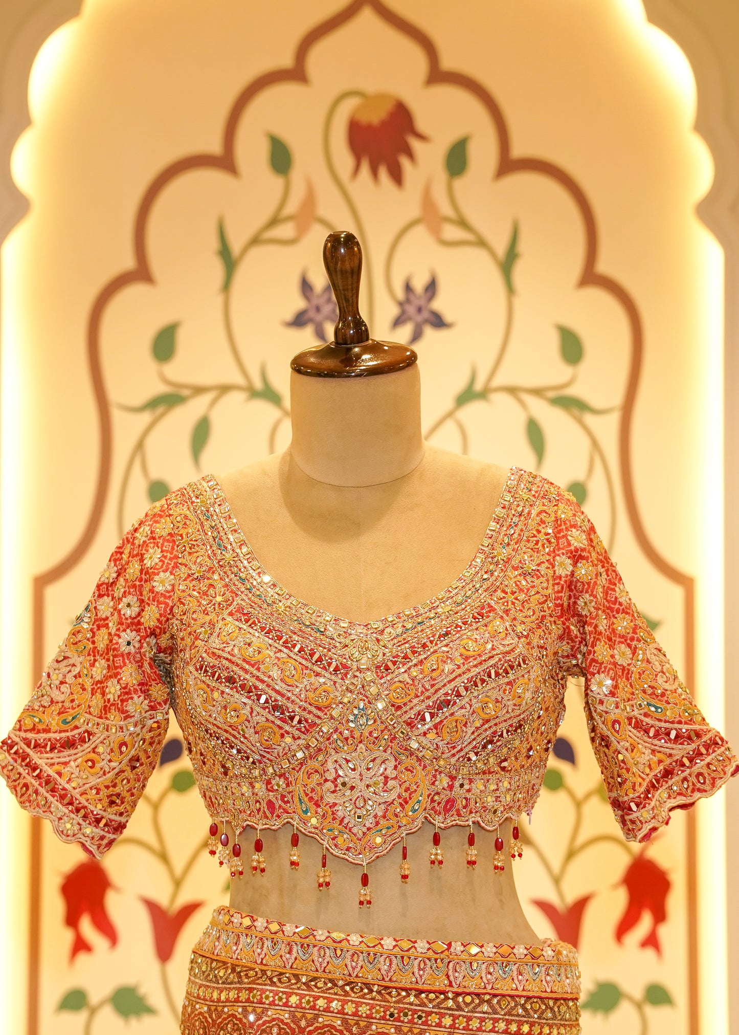 Rust Orange Patola Georgette Saree with Zardozi Embroidery