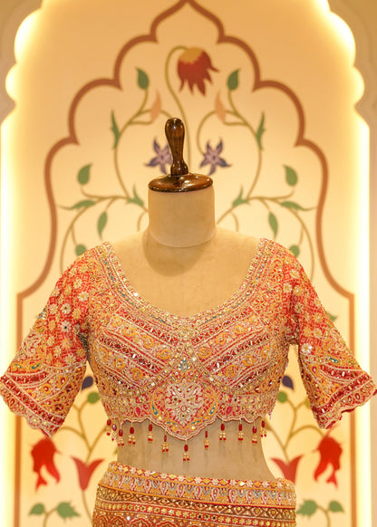 Rust Orange Patola Georgette Saree with Zardozi Embroidery