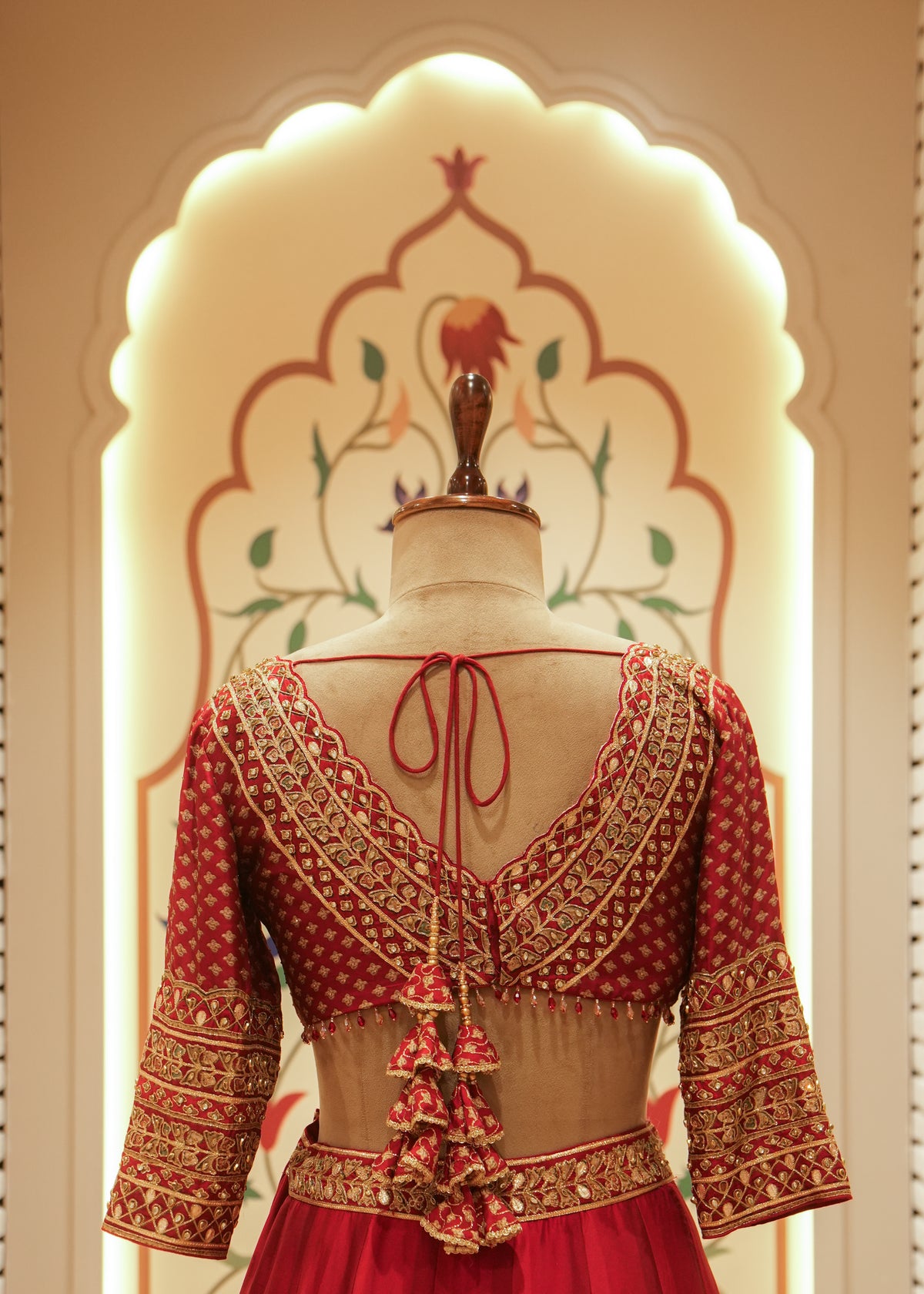 Aanya Crimson Red Silk Embroidered Saree with Stitched Blouse