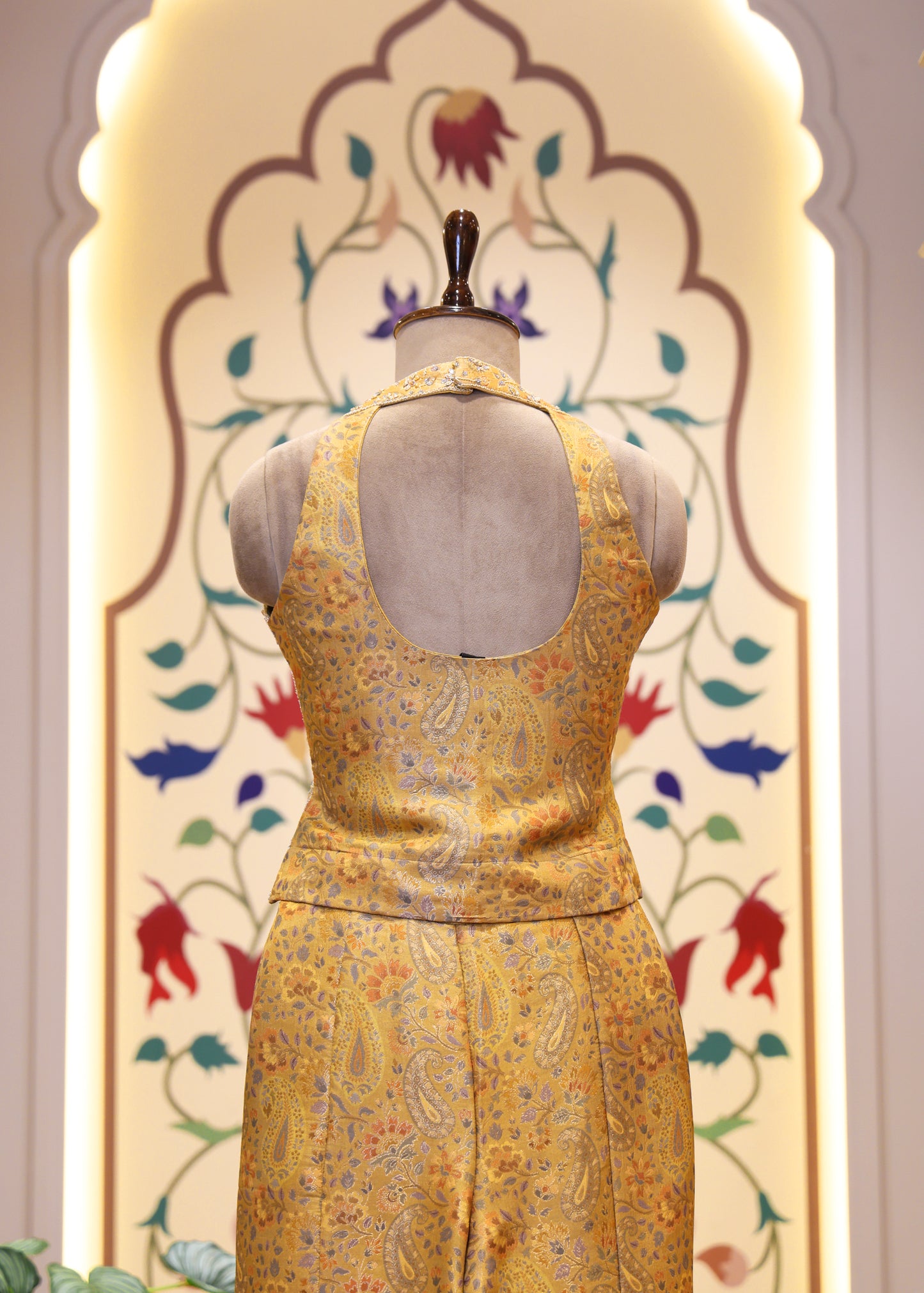 Saiyaara Yellow Banarasi Sharara Corset Top Set