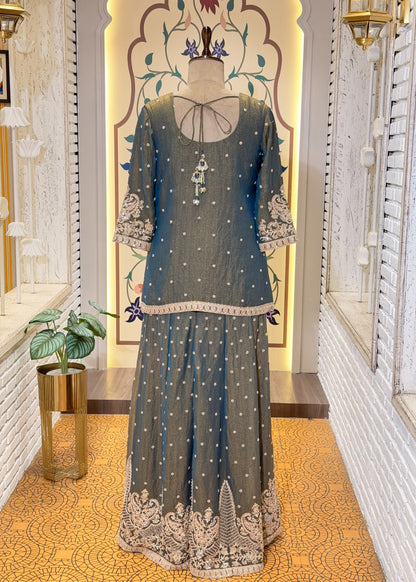 Mehendi Green Party Wear Sharara Suit Set