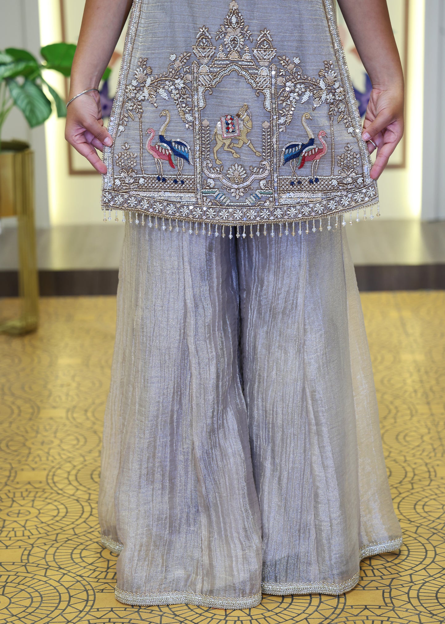 Tarini Tissue Slit Palazzo Set