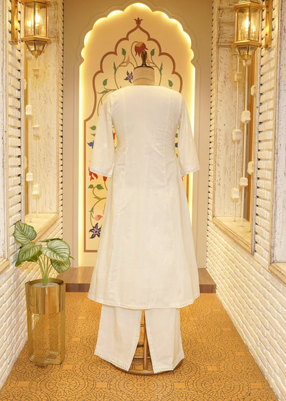 Alina White Chikankari Stitched Suit Set