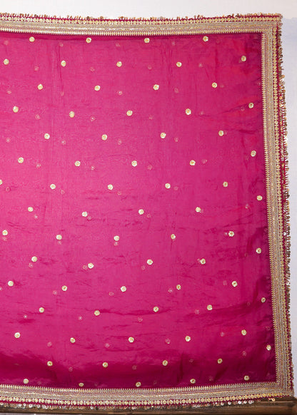 Mehroon Handcrafted Bridal Lehenga with Palm Tree Motifs & Single Dupatta