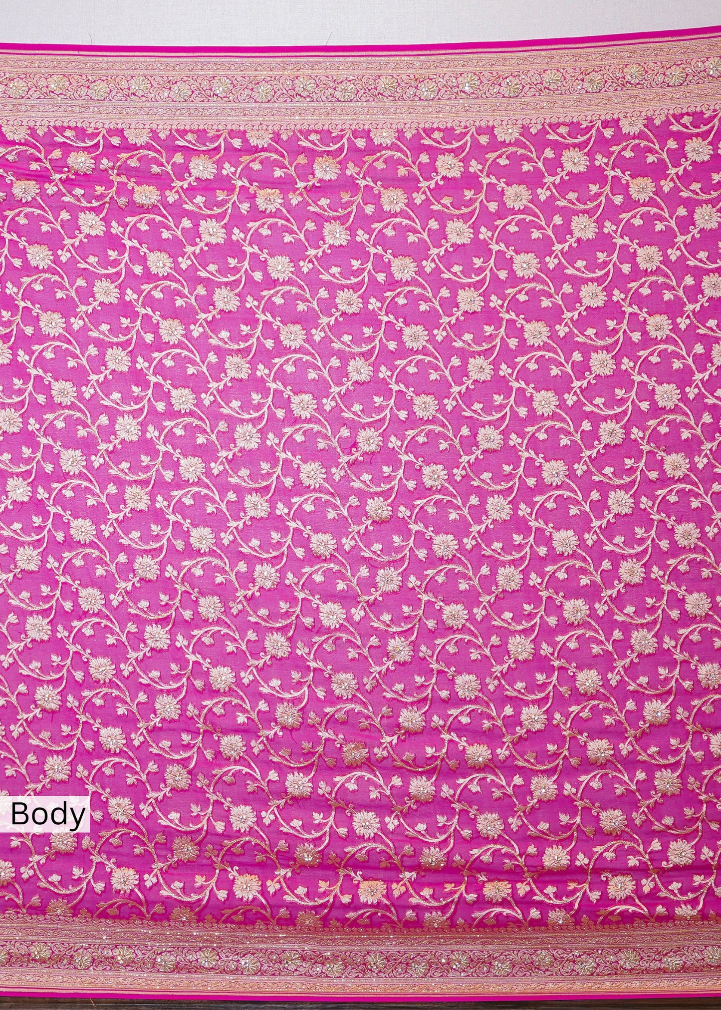 Rani khadi Georgette Jaal Saree with Zardozi Embroidery