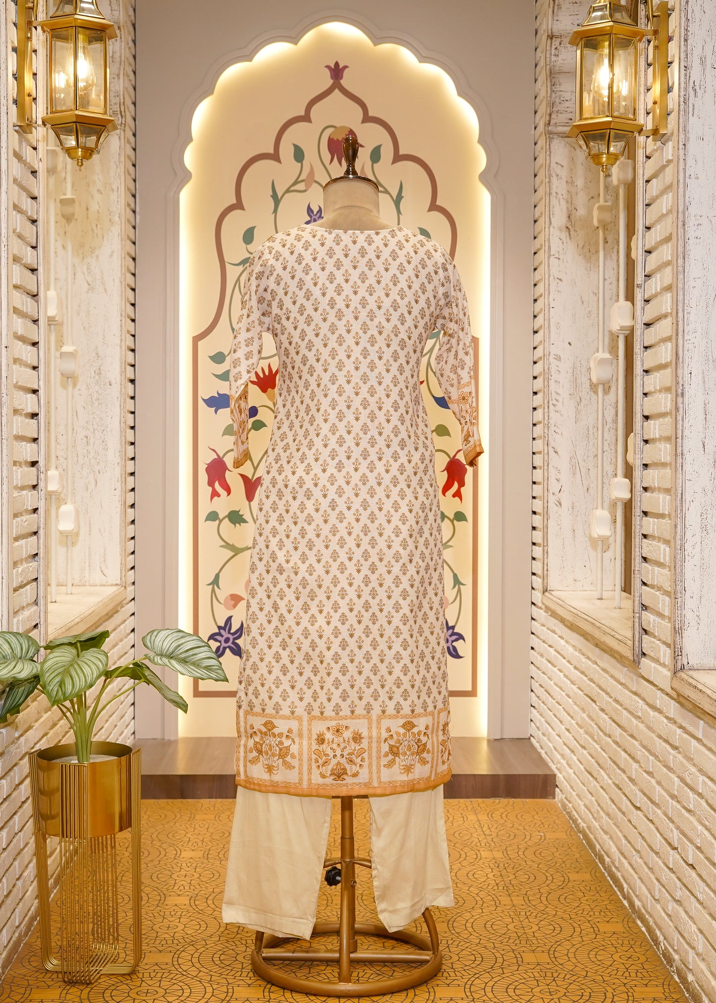 Yellow Cotton Printed 3 pc Kurti Set