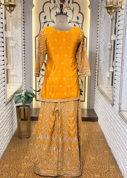Yellow Party Wear Sharara Suit Set