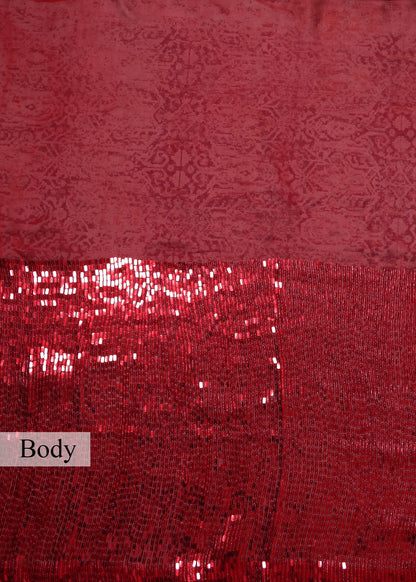 Karina Solid Red Heavy Sequin Saree