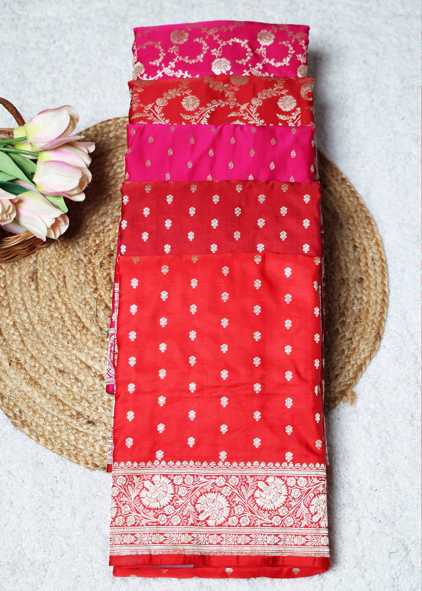 Pure Banarasi Red Saree with Unstitched Blouse
