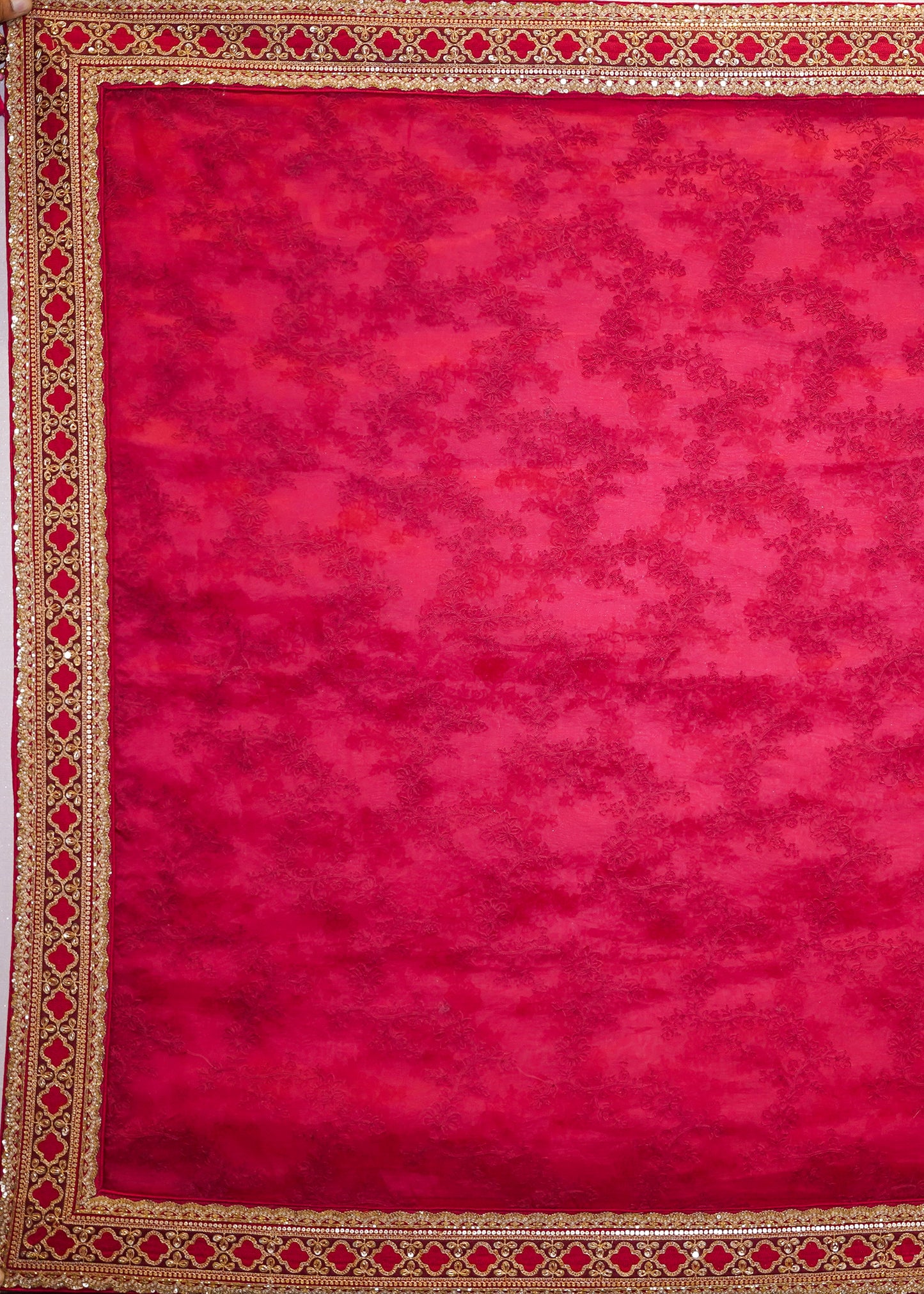 Royal Dual Tone Red & Deep Red Handcrafted Bridal Lehenga with 2 Dupattas