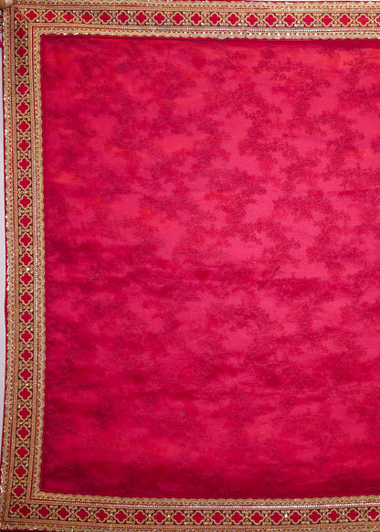 Royal Dual Tone Red & Deep Red Handcrafted Bridal Lehenga with 2 Dupattas