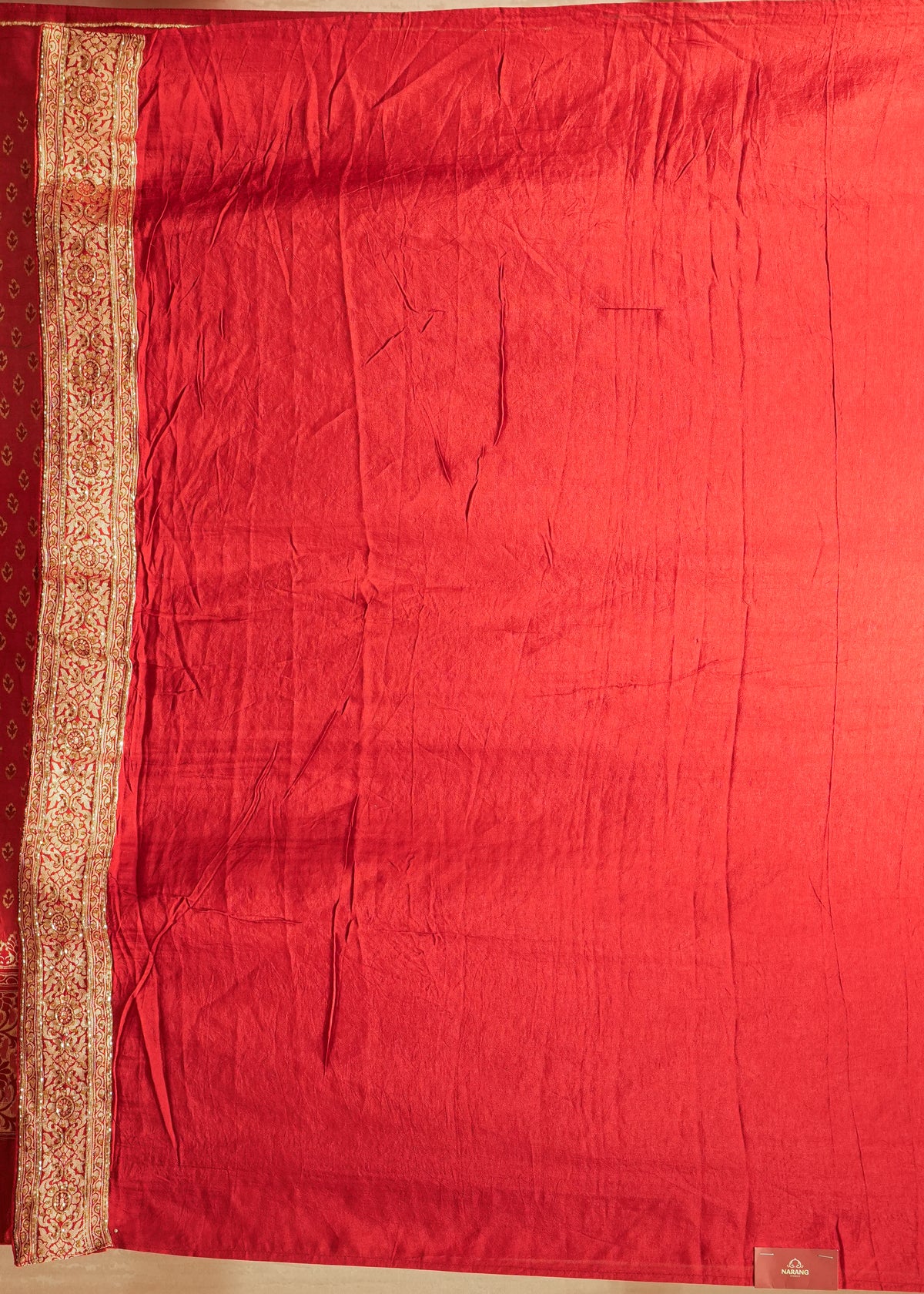 Ruhani Mehroon Booti Embroidered Dola Silk Saree with Unstitched Blouse