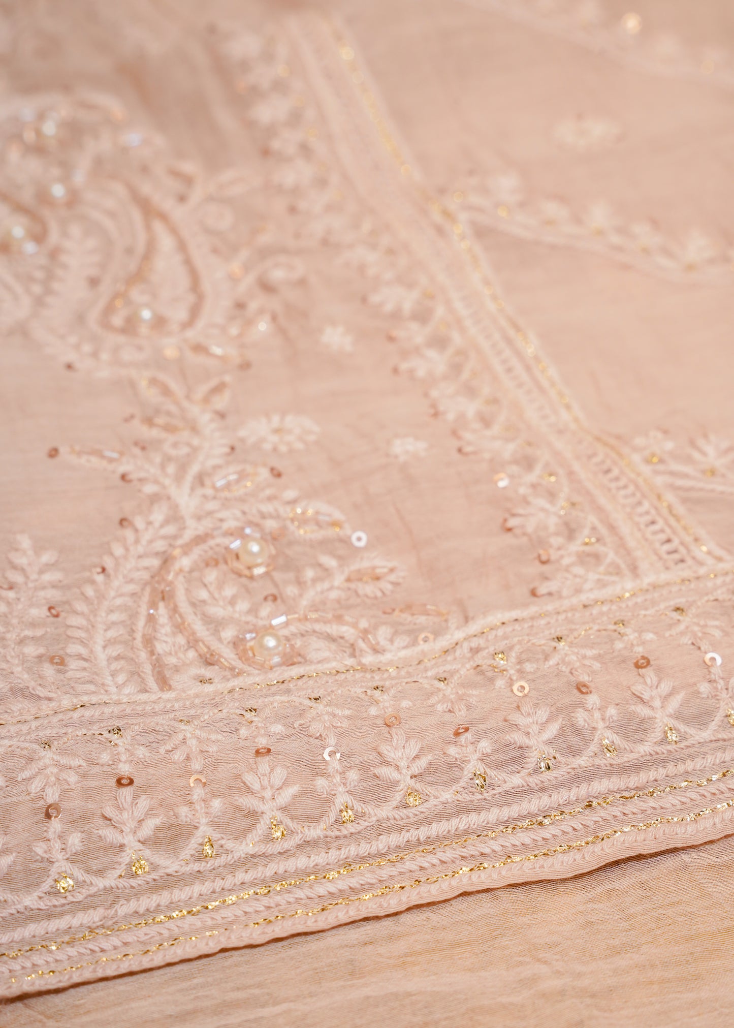Pink Mul Cotton Thread Embroidered Unstitched Suit Set