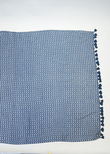 Blue Printed Modal Crepe Saree with Unstitched Blouse