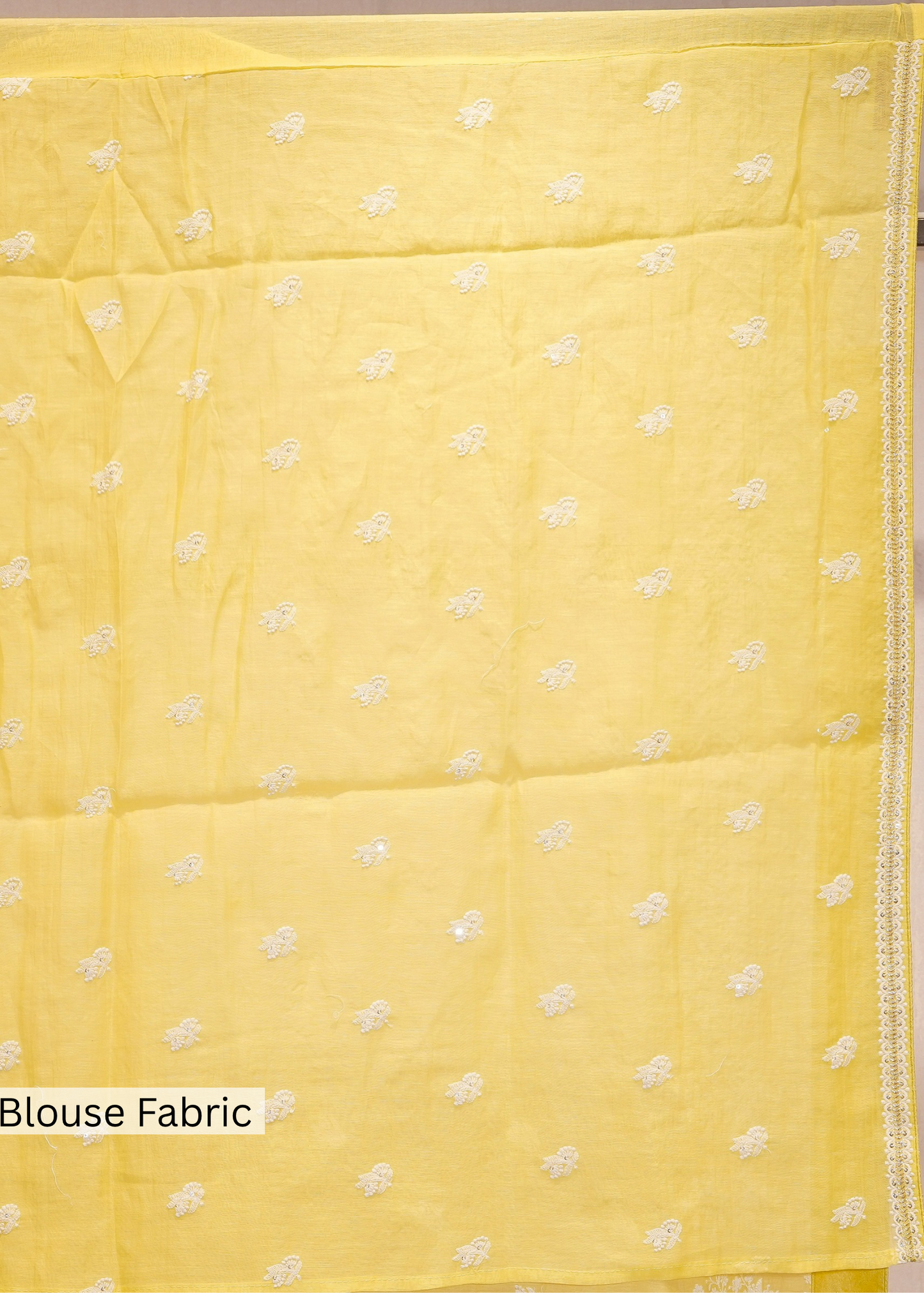 Yellow Mul Cotton Thread Embroidered Saree with Unstitched Blouse