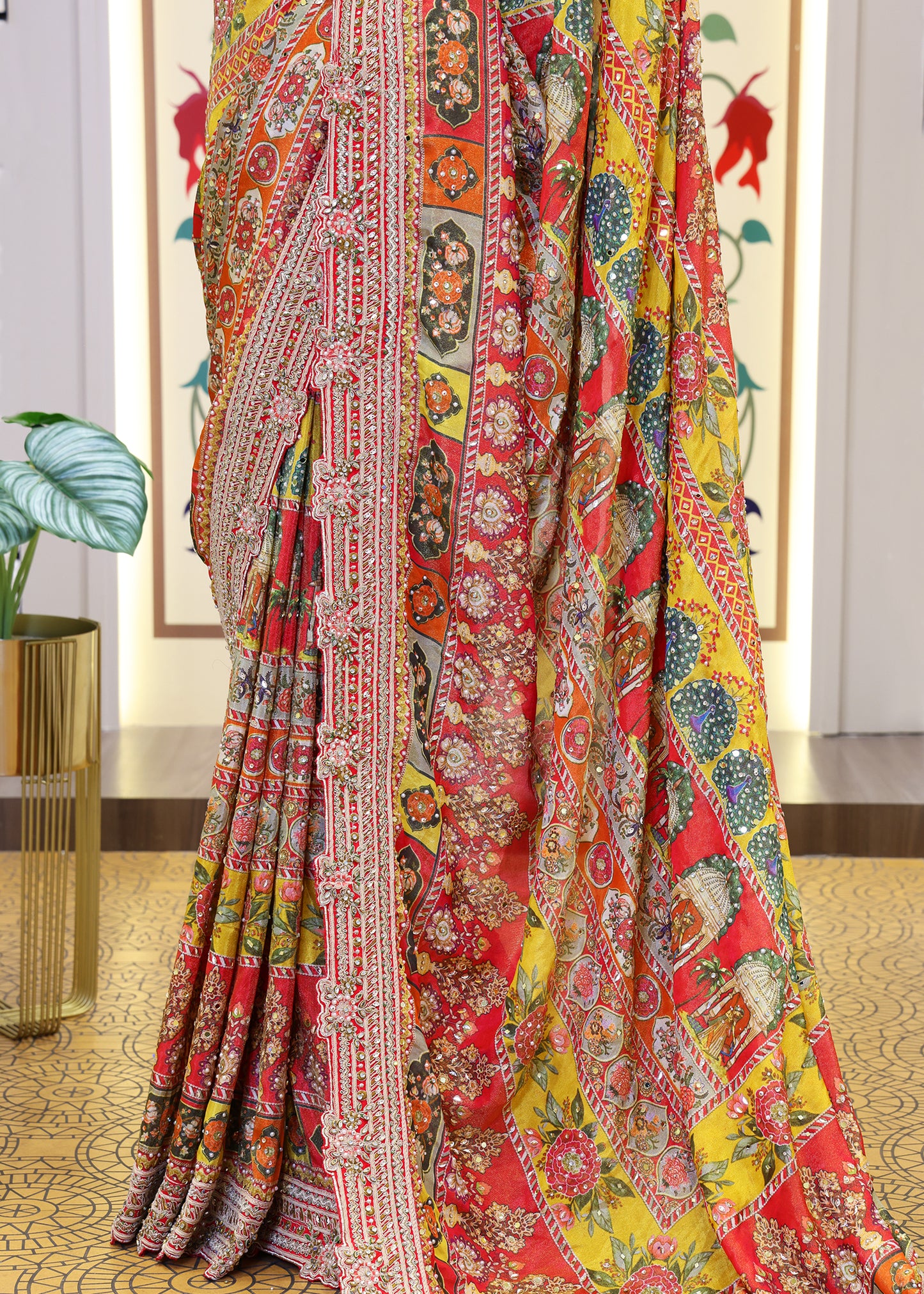Tanvi Mustard Saree with Stitched Blouse